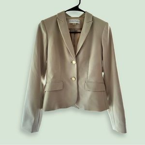 Calvin Klein Notch-Collar Luxe Stretch Blazer/skirt. Khaki, size 2. NWT